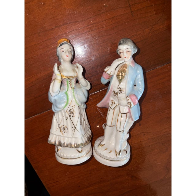 Beautiful 8” Antique Figurines Porcelain From Occupied Japan Ww2 For Sale - Image 4 of 6