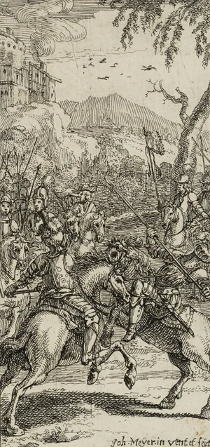 J. Meyer, Historical Horse Battle With Lancers, 17th-Century, Etching