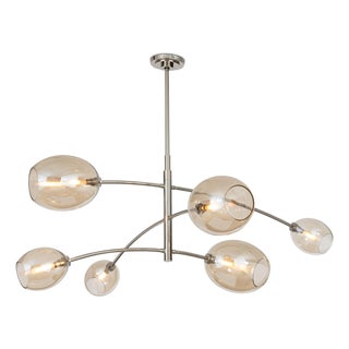 Artemis Mobile Chandelier, Polished Nickel with Champagne Glass For Sale