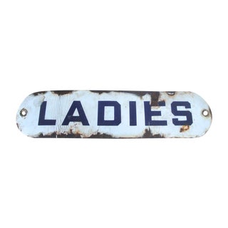 Porcelain Enamel Ladies Room Door Plaque For Sale