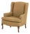Queen Anne Style Beige Plaid Upholstered Wingback Arm Chair For Sale
