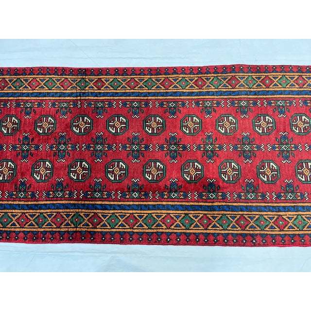 Textile Extra-Long Red Turkmen Mori Gul Wool Runner Rug, 2'7" X 19'3" For Sale - Image 7 of 15