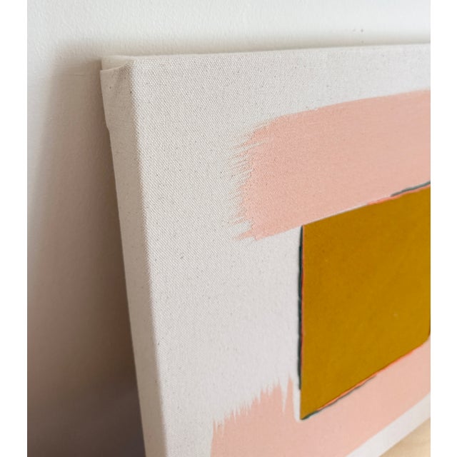 Contemporary Original Painting | Gold-Yellow and Pink Organic Modern Abstract, 14 X 14 In. For Sale - Image 3 of 4