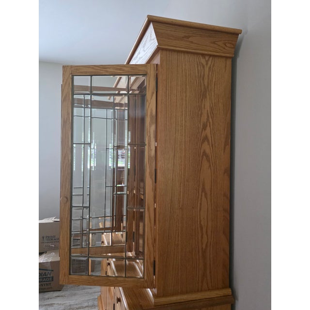 Hunt Country Oak Hutch & Buffet Cabinet For Sale - Image 4 of 12