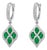 Late 20th Century 14K White Gold Diamond Emerald Drop Dangle Earrings, Pair For Sale