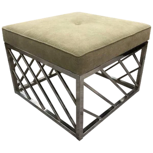 Vintage Mid Century Square Chrome Ottoman