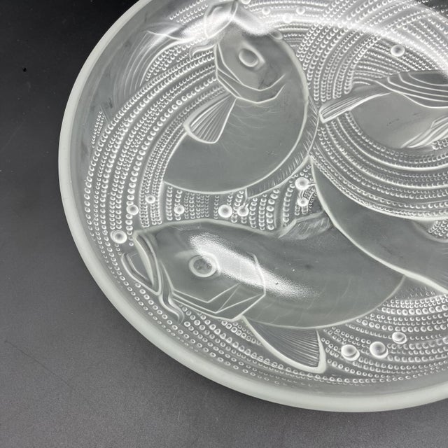 Frosted Pressed Glass Cup with Carp Fish Decoration by Pierre Davesn, 1930s For Sale - Image 8 of 18
