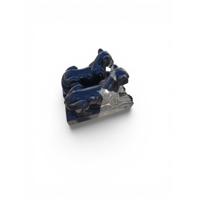 Italian Artist, Lion Sculptures, Late 20th Century, Black Marble, Set of 2 For Sale - Image 10 of 12