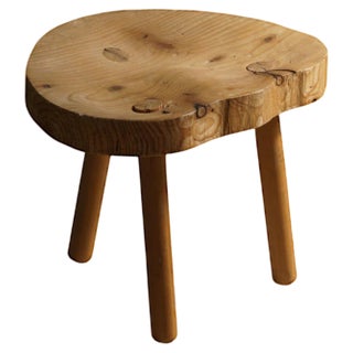 Mid-Century Swedish Tripod Stool in Solid Pine Wood, 1960s For Sale