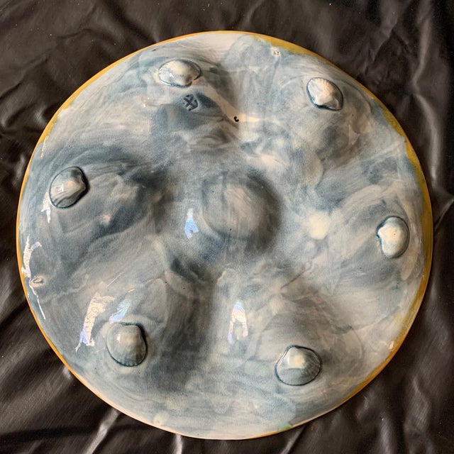 Traditional Antique S. Fielding Majolica Oyster Plate Turquoise & Brown Circa 1878 For Sale - Image 3 of 3