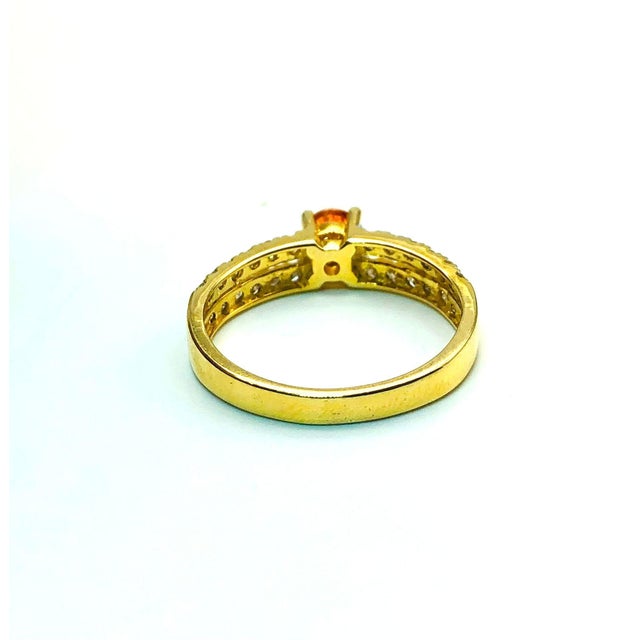 Gemstone Bochic "Capri" Vintage Cognac Sapphire & Diamond Ring Set 18K Gold & Silver For Sale - Image 7 of 18