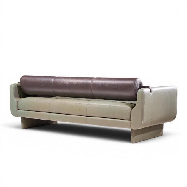 Animal Skin Vladimir Kagan for American Leather Group Mid Century Matinee Sofa For Sale - Image 7 of 10