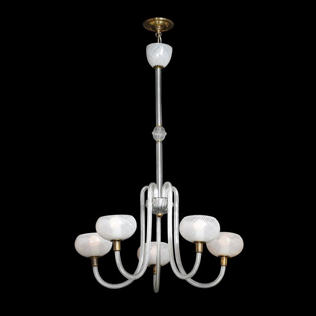 Mid-Century Hand-Blown Murano Glass 5-Arm Chandelier by Barovier & Toso For Sale - Image 13 of 18