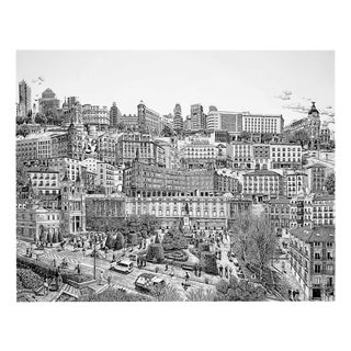 Alina Muressan, Madrid Centro, Ink and Brush on Canvas, 2024 For Sale
