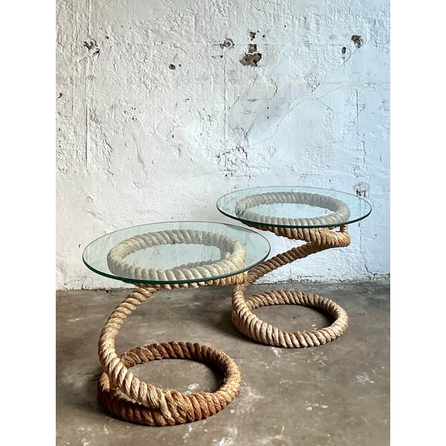 Vintage Boho Twisted Rope Side Tables - Set of 2 | Chairish