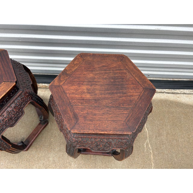 Brown Pair of Antique Chinese Tables For Sale - Image 8 of 12