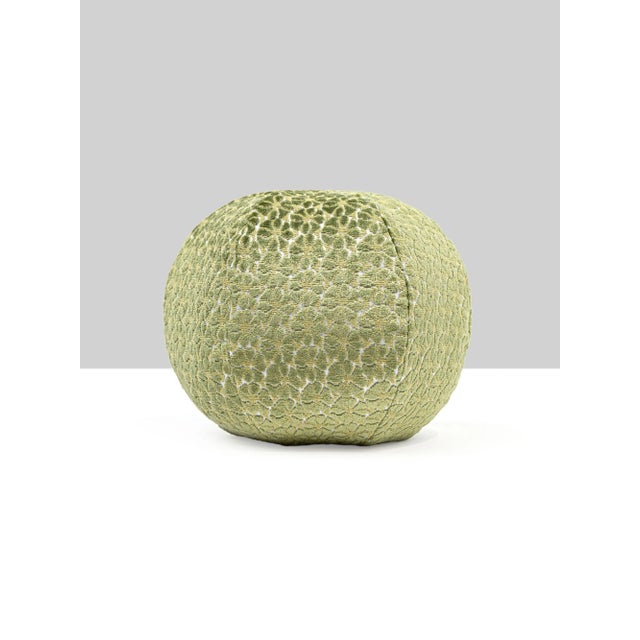 Contemporary The House Of Scalamandré Petal Velvet Circle Pillow In Leaf For Sale - Image 3 of 3