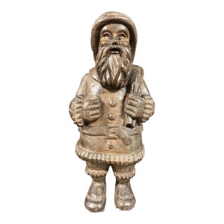 Late 20th Century Carved Wood Santa Claus Sculpture For Sale