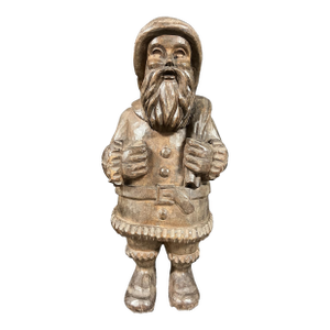 Late 20th Century Carved Wood Santa Claus Sculpture