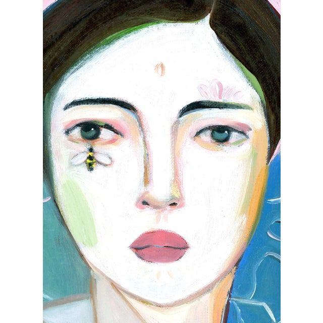 A modern abstract portrait painting of a young lady with a hint of cubism. This is one painting from a series inspired by...