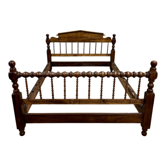 Vintage Full Size Jenny Lind Spindle Spool Bed For Sale
