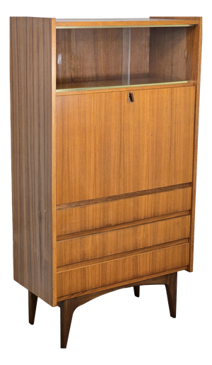 Vintage Scandinavian Style Glass-Fronted Secretaire Desk, 1960s