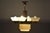Brown Art Deco Chandelier in Oak, Brass, and Opaline Glass, Czech, 1920s For Sale - Image 8 of 10