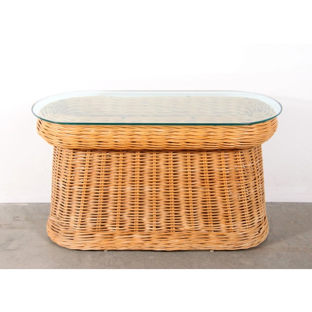 Mid-Century Modern Vintage Hollywood Regency Pencil Reed Console Table For Sale - Image 3 of 10