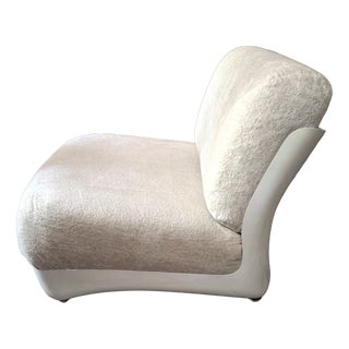 Italian Fiberglass Mohair Lounge Chair in the style of Mario Bellini, 1960s For Sale