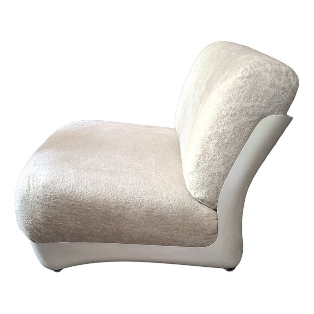 Italian Fiberglass Mohair Lounge Chair in the style of Mario Bellini, 1960s For Sale