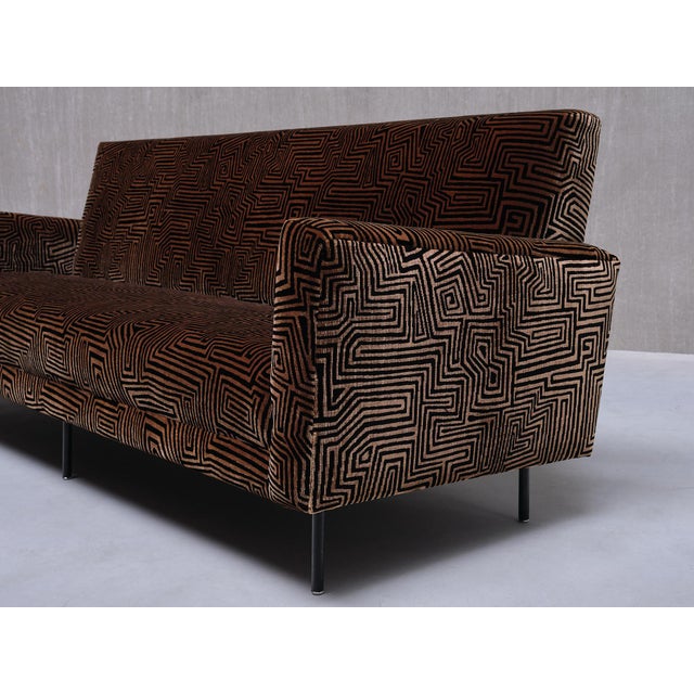 Sofa in Patterned Dedar Jacquard Velvet by Florence Knoll Bassett for De Coene, Belgium, 1950s For Sale - Image 11 of 14