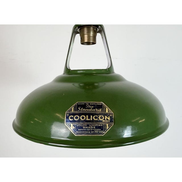 Industrial Green Enamel Factory Pendant Lamp from Coolicon, 1950s For Sale - Image 4 of 16