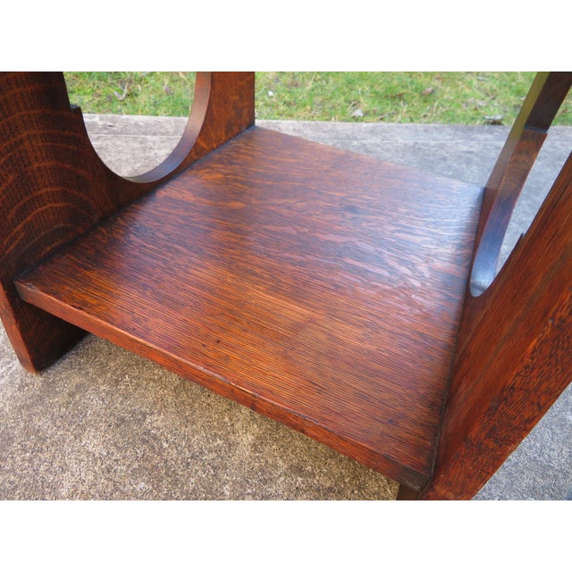Antique Arts & Crafts Mission Oak Magazine Rack Stand Bookshelf | Chairish