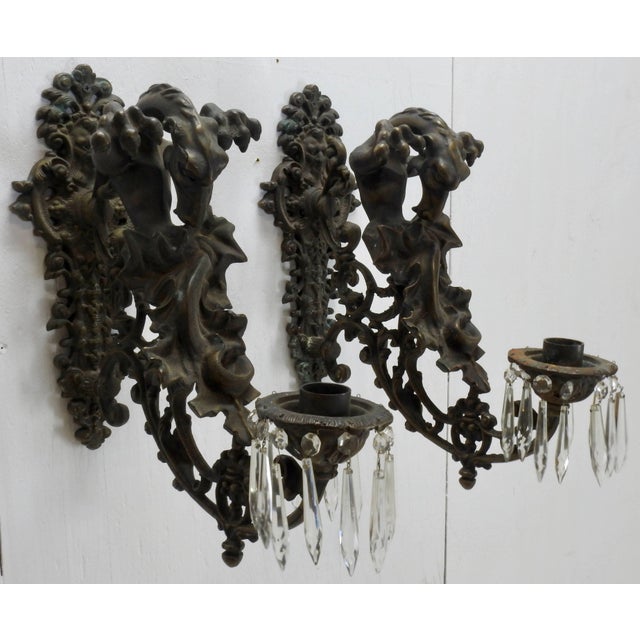 Gothic Mid-19th Century Pair of Italian Bronze Gothic Candle Sconces For Sale - Image 3 of 9