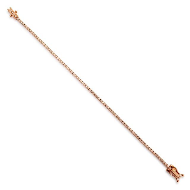 Modern 14k Rose Gold Petite 1.13ct. Diamond Tennis Bracelet For Sale - Image 3 of 7