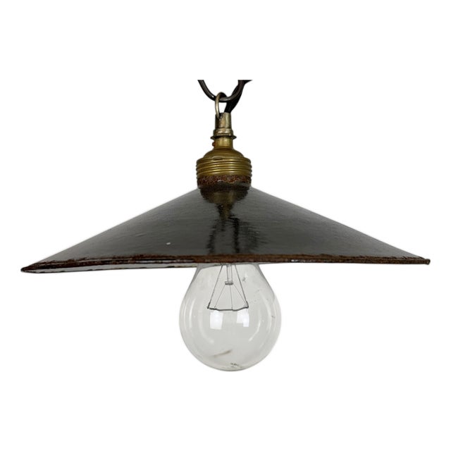 Industrial Black Enamel Light, 1930s For Sale