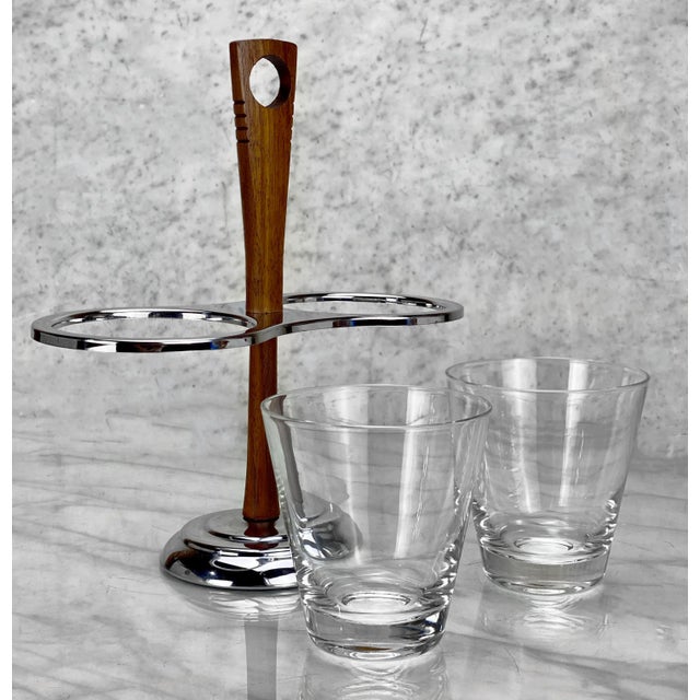 Mid-Century Modern Mid-Century Modern Teak & Chrome Serving Condiment Caddy For Sale - Image 3 of 9