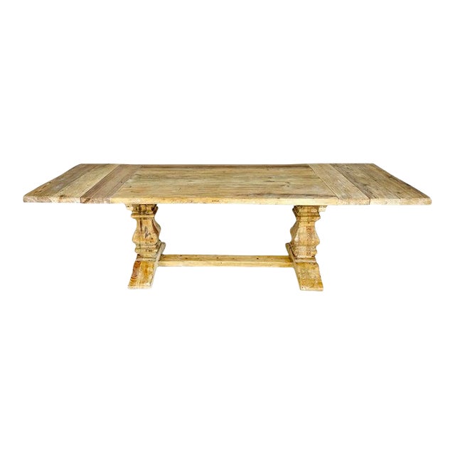 Early 20th C. Tuscan Style Pine Dining Table W/ Leaves For Sale