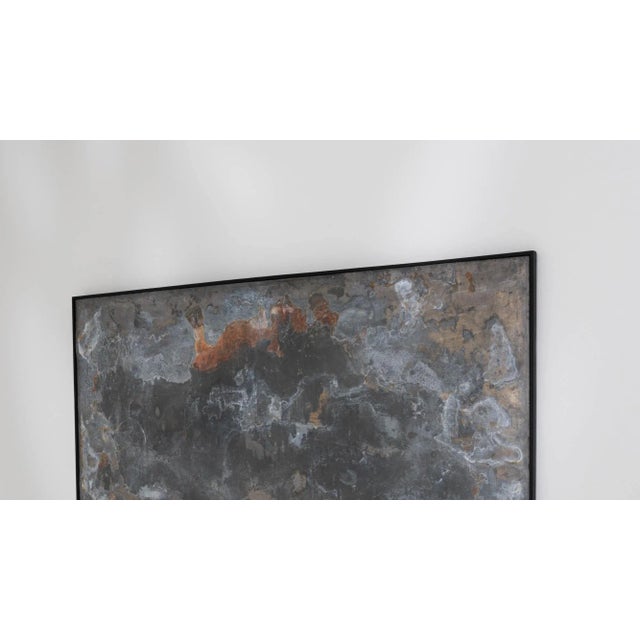 Wood Abstract Metal Artwork in Wooden Frame For Sale - Image 7 of 13