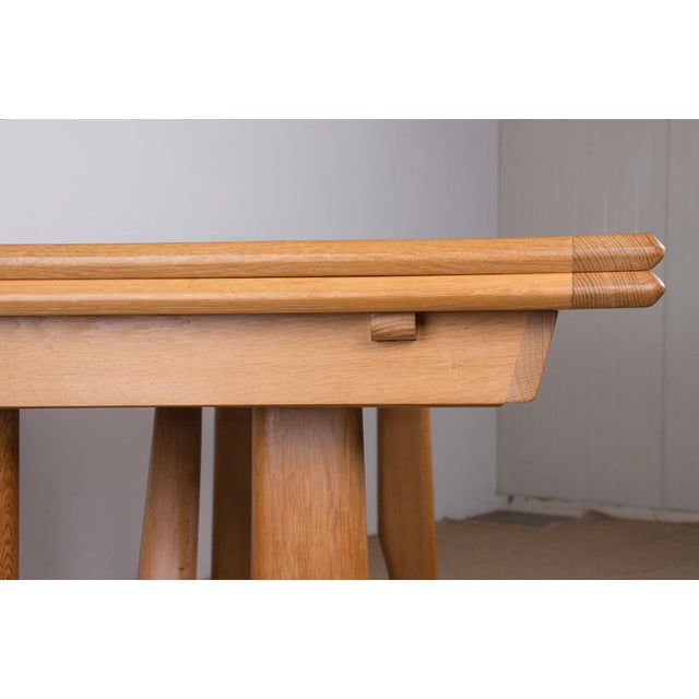 Large Extendable Dining Table in Oak by Guillerme et Chambron for Votre Maison, 1960s For Sale - Image 9 of 18