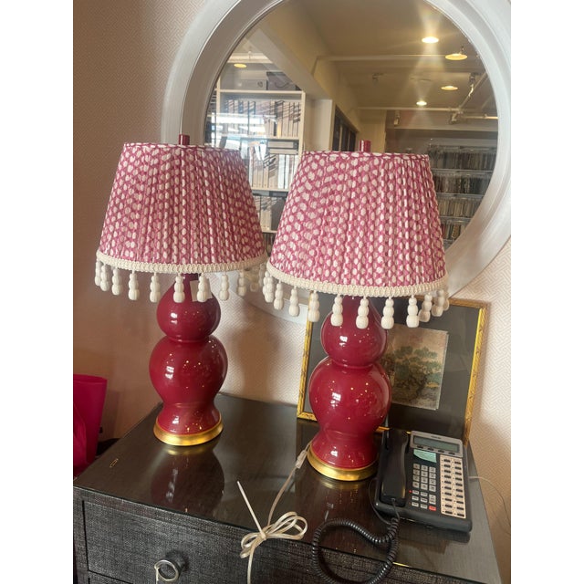 Pair of Hwang Bishop Empire Table Lamps With Custom Shades