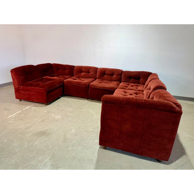 Mid-Century Modern Vintage Modular Pit Sectional Sofa, 7pcs For Sale - Image 3 of 12
