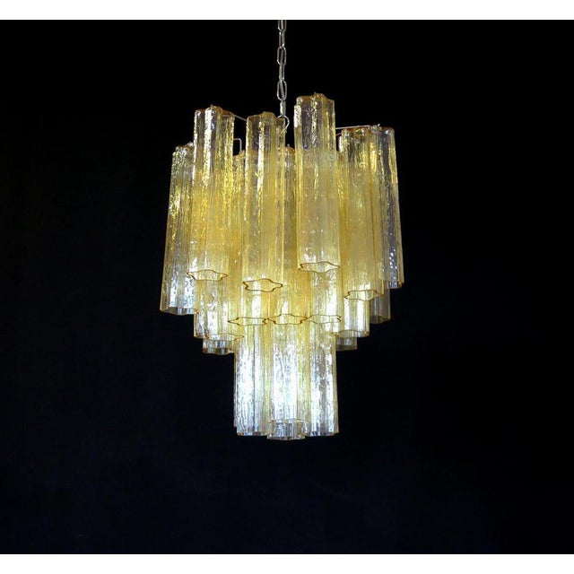 Gold Tube Chandeliers in Gold Murano Glass, 1970s, Set of 3 For Sale - Image 8 of 16