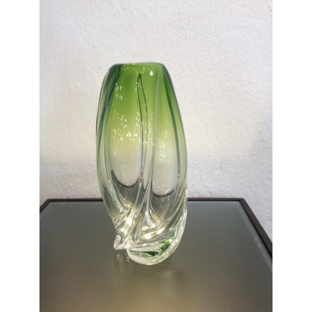 Chartreuse Vase in Transparent Green Crystal from Val Saint Lambert, 1950s For Sale - Image 8 of 8