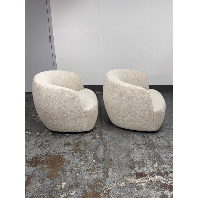 CB2 Goop for Cb2 Gwyneth Boucle Swivel Chairs, Pair For Sale - Image 4 of 12