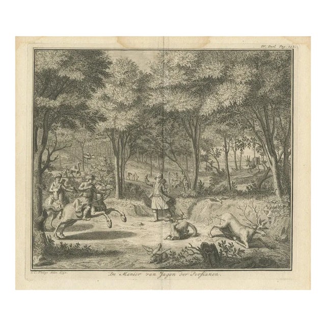 Philips, Hunting Scene, 1700s, Paper For Sale