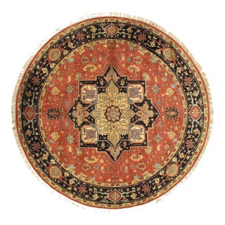 Pasargad DC Fine Hand Knotted Persian Serapi Design Round Rug For Sale