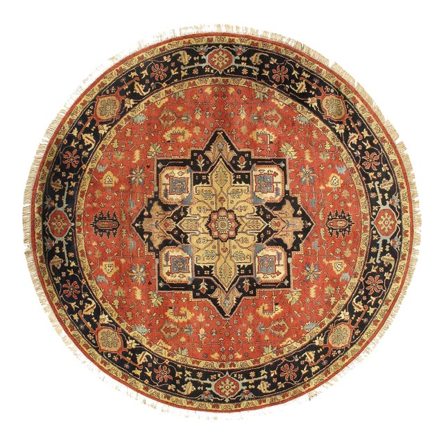 Pasargad DC Fine Hand Knotted Persian Serapi Design Round Rug For Sale