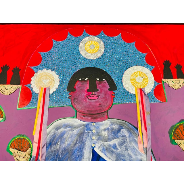 Mexican Monumental Mixed Media Painting by Mexican Artist Jesus Tellosa, Signed & Dated For Sale - Image 3 of 18
