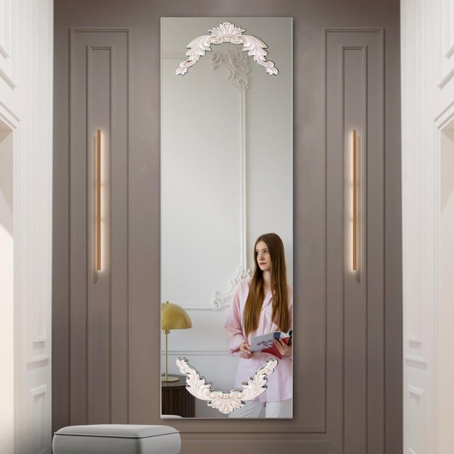 Adelard Mirror in Antique Silver For Sale - Image 9 of 10